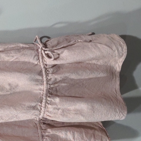 Madewell Linen Blend Lorelei Small Mini Dress Pink V-neck Tiered Summer Boho - Picture 3 of 7